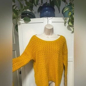 Old Navy Yellow Textured Knit Sweater